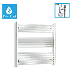 800 x 850 Chrome Dual Fuel Flat Heated Towel Rail Radiator