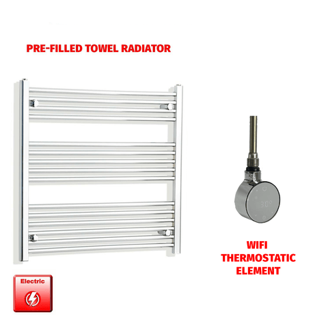 ER-Wifi Thermostatic / No Timer 800 x 850 Pre-Filled Electric Heated Towel Rail Straight Chrome