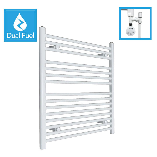 800 x 900 White Dual Fuel Flat Heated Towel Rail Radiator