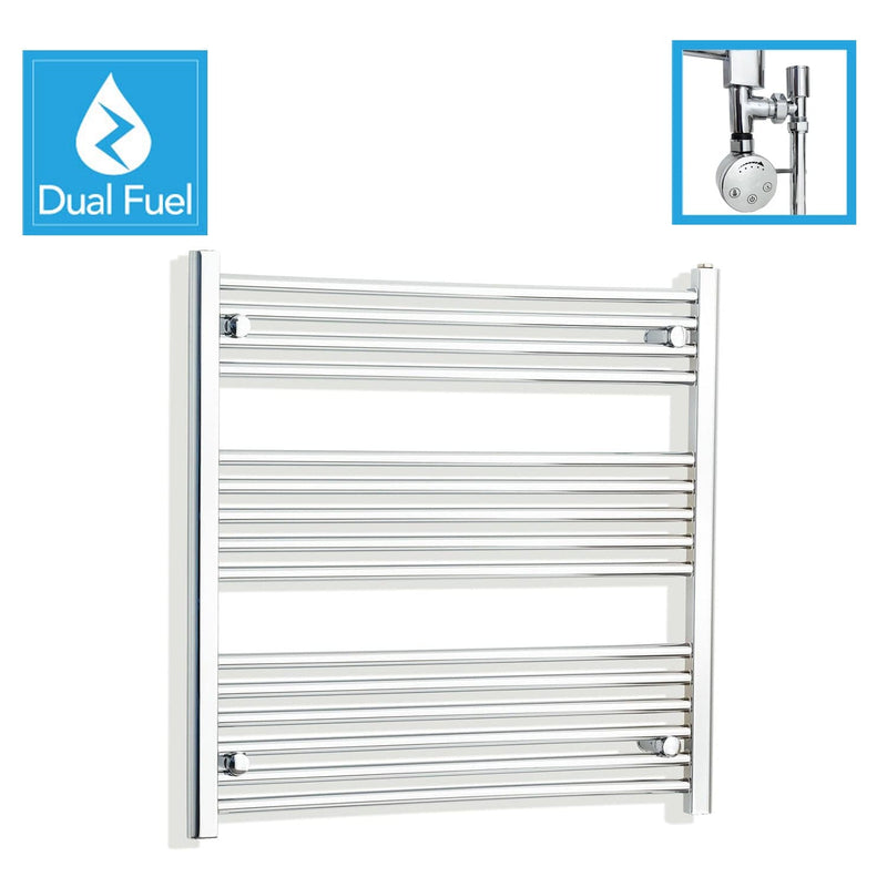 800 x 900 Chrome Dual Fuel Flat Heated Towel Rail Radiator