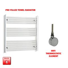 ER-Wifi Thermostatic / No Timer 800 x 900 Pre-Filled Electric Heated Towel Radiator Straight Chrome