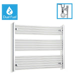 800 x 950 Chrome Dual Fuel Flat Heated Towel Rail Radiator