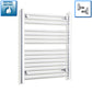 With Angled Valves 800mm High x 700mm Wide Heated Straight Towel Radiator Chrome