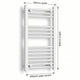800x500mm Heated Towel Rail Flat White Central Heating - Elegant Radiators