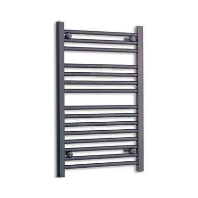 800x550mm Wide Flat Black Towel Radiator | Elegant Radiators