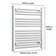 800x550mm Heated Straight Towel Radiator Chrome - Elegant Radiators