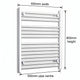 800x600mm Heated Flat or Curved Towel Radiator Chrome - Elegant Radiators