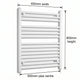 800x600mm Heated Towel Rail Flat White Central Heating - Elegant Radiators