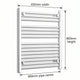 800x650mm Heated Straight Towel Radiator Chrome - Elegant Radiators