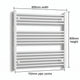 800x800mm Towel Rail Radiator Flat White Central Heating - Elegant Radiators