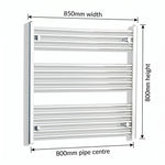 800x850mm Heated Straight Towel Rail Radiator Chrome - Elegant Radiators