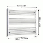 800x950mm Heated Straight Towel Rail Radiator Chrome - Elegant Radiators