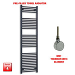 1800x550mm Flat Black Pre-Filled Electric Heated Towel Rail