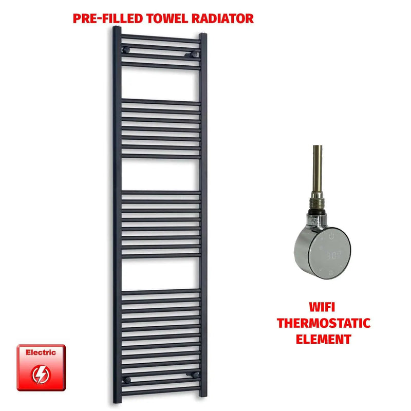 1800x550mm Flat Black Pre-Filled Electric Heated Towel Rail