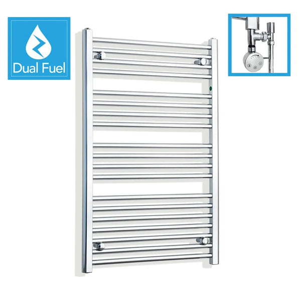 1000x650mm Chrome Dual Fuel Flat Heated Towel Rail Radiator