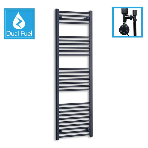 1800x550mm Dual Fuel Flat Black Heated Towel Rail Radiator