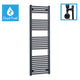 1800x550mm Dual Fuel Flat Black Heated Towel Rail Radiator