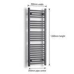 1200mm x 400mm Heated Towel Rail Radiator – Matt Black