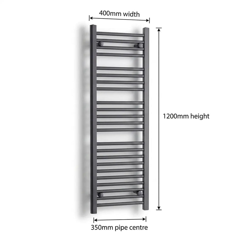 1200mm x 400mm Heated Towel Rail Radiator – Matt Black