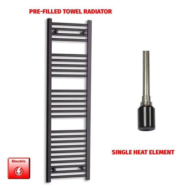 1400x450mm Flat Black Pre Filled Electric Towel Rail HTR