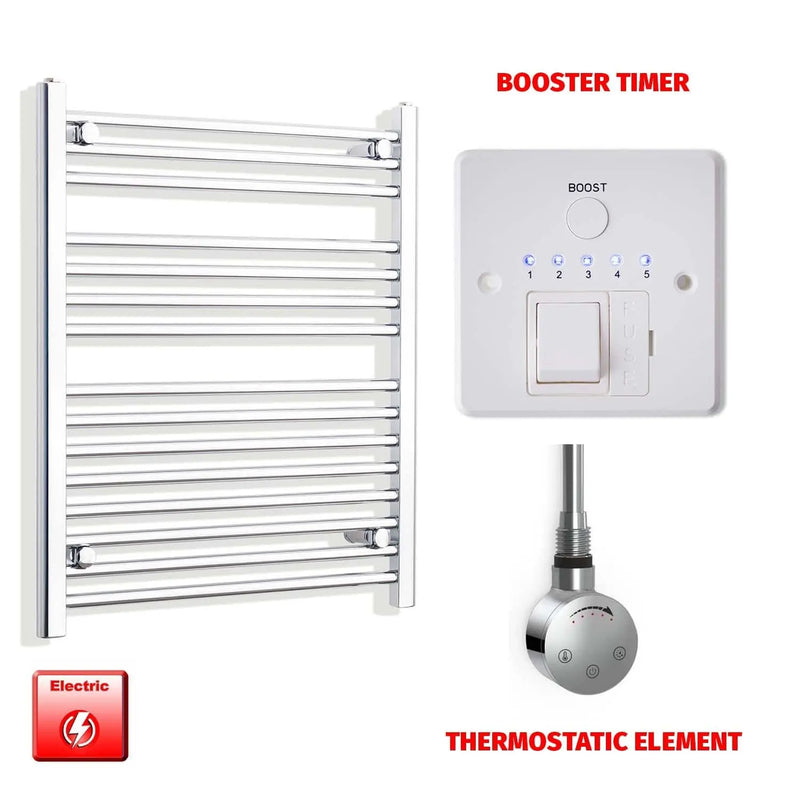 800x550mm Pre Filled Electric Towel Rail Straight Chrome
