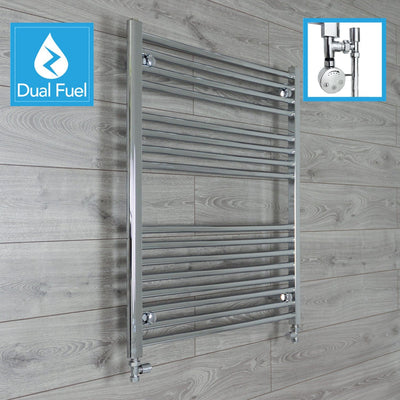 900x1000mm Chrome Dual Fuel Flat Heated Towel Rail Radiator