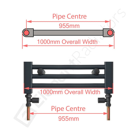 900 x 1000 Chrome Dual Fuel Flat Heated Towel Rail Radiator