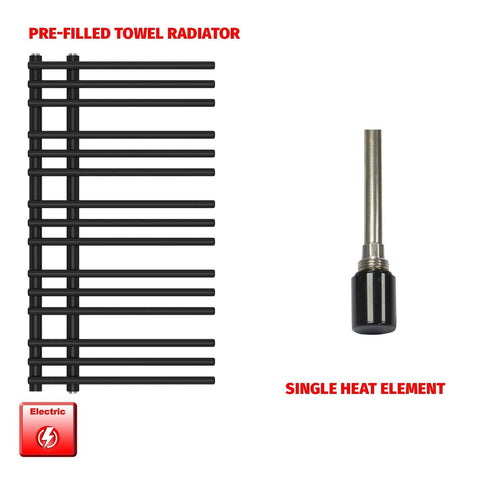 Single Heat / No Timer 900 x 500 Difta Pre-Filled Electric Heated Towel Radiator Flat Black