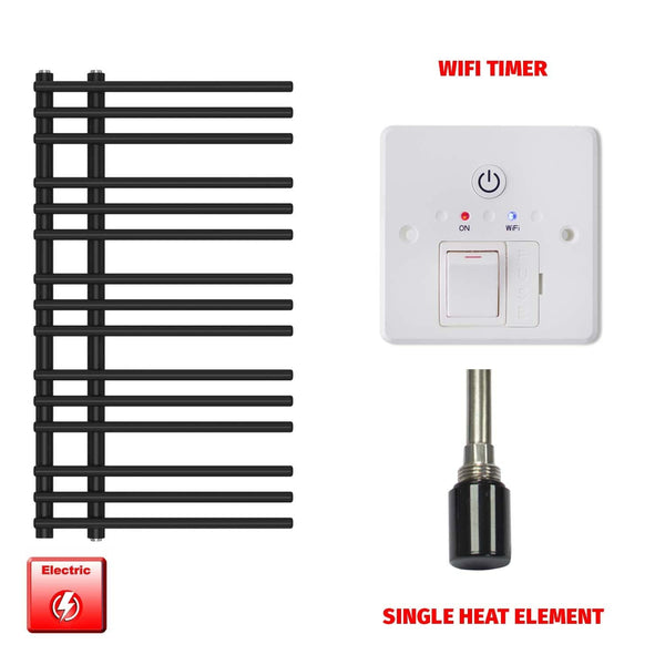 Single Heat / Wifi Timer 900 x 500 Difta Pre-Filled Electric Heated Towel Radiator Flat Black