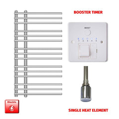 Single Heat / Booster Timer 900 x 500 Difta Pre-Filled Electric Heated Towel Radiator Flat Chrome