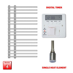 Single Heat / Digital Timer 900 x 500 Difta Pre-Filled Electric Heated Towel Radiator Flat Chrome