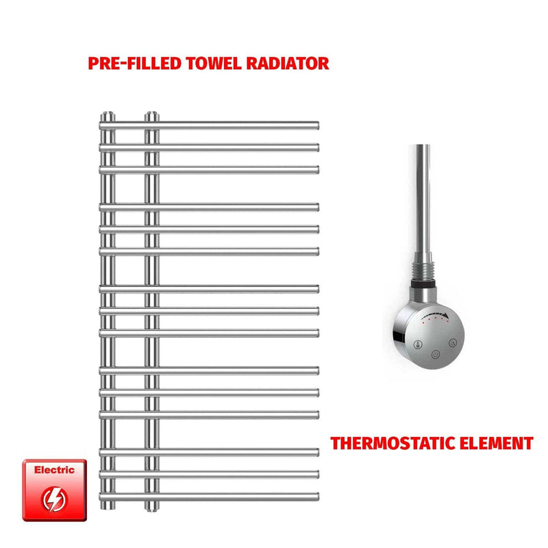 ER-Touch Thermostatic / No Timer 900 x 500 Difta Pre-Filled Electric Heated Towel Radiator Flat Chrome