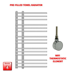 ER-Wifi Thermostatic / No Timer 900 x 500 Difta Pre-Filled Electric Heated Towel Radiator Flat Chrome