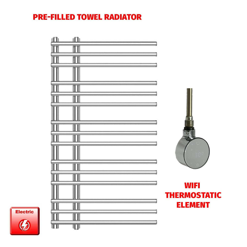 ER-Wifi Thermostatic / No Timer 900 x 500 Difta Pre-Filled Electric Heated Towel Radiator Flat Chrome