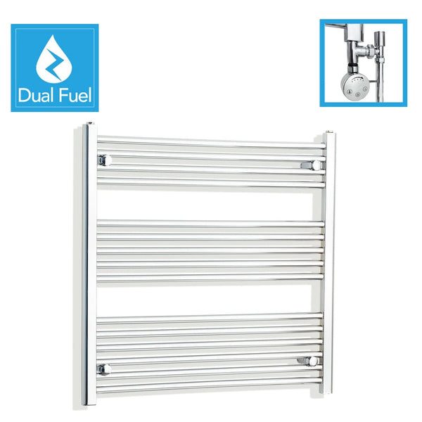 900 x 800 Chrome Dual Fuel Flat Heated Towel Rail Radiator