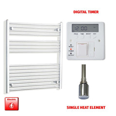 Single Heat / Digital Timer 900 x 800 Pre-Filled Electric Heated Towel Rail Straight Chrome