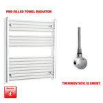 ER-Touch Thermostatic / No Timer 900 x 800 Pre-Filled Electric Heated Towel Rail Straight Chrome