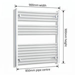 900x900mm Heated Straight Towel Radiator Chrome - Elegant Radiators
