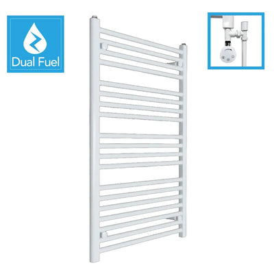 1000 x 700 White Dual Fuel Flat Heated Towel Rail Radiator