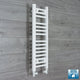 Flat White 800mm x 200mm ladder towel rail with straight inline valve connections