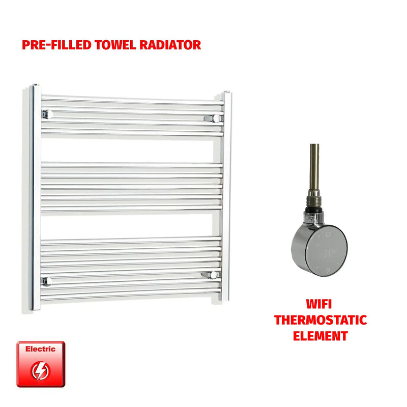 800x800mm Pre Filled Electric Towel Rail Straight Chrome