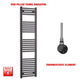 1600x450mm Flat Black Pre Filled Electric Towel Rail HTR