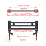 1200 x 400 Anthracite Dual Fuel Flat Heated Towel Rail Radiator