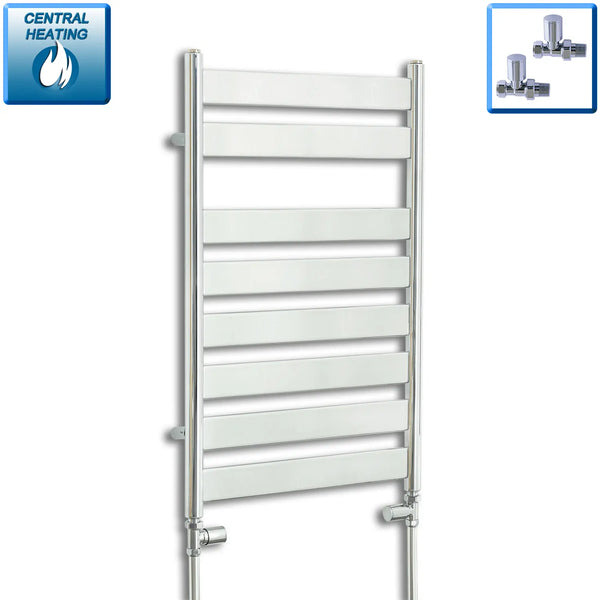 800x500mm Chrome Heated Flat Panel Towel Rail Radiator Central heating