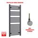 1200x600mm Flat Black Pre-Filled Electric Heated Towel Rail