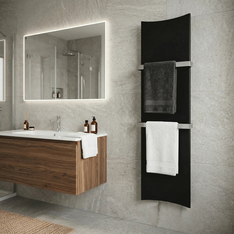 Black Bone Designer Heated Towel Rail 1200×300mm