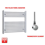 700x800mm Pre Filled Electric Towel Rail Straight Chrome
