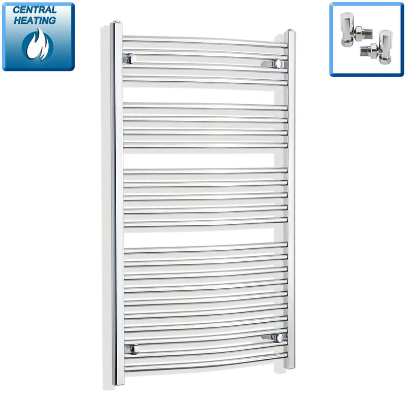 1200 mm High x 700 mm Wide Heated Curved Towel Rail Radiator Chrome