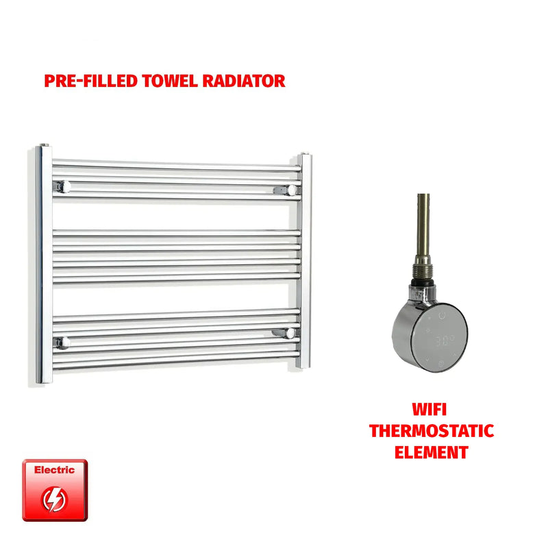 600x850mm Pre Filled Electric Towel Rail Straight Chrome