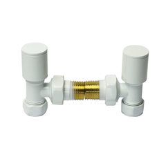 White Angled Towel Rail Radiator Valve (Pair of 2 Valves)